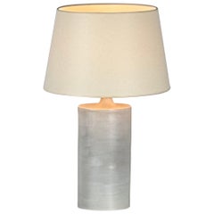 Large Satin White 'Rouleau' Ceramic Table Lamp by Design Frères