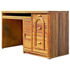 Vintage Coastal Pencil Reed Writing Desk