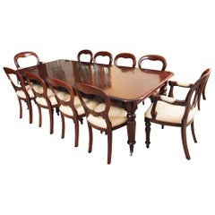 Antique William IV Extending Dining Table 19th Century & 10 Balloon Back chairs