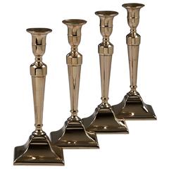 Antique Set of Four English Bell Metal Candlesticks, 18th Century