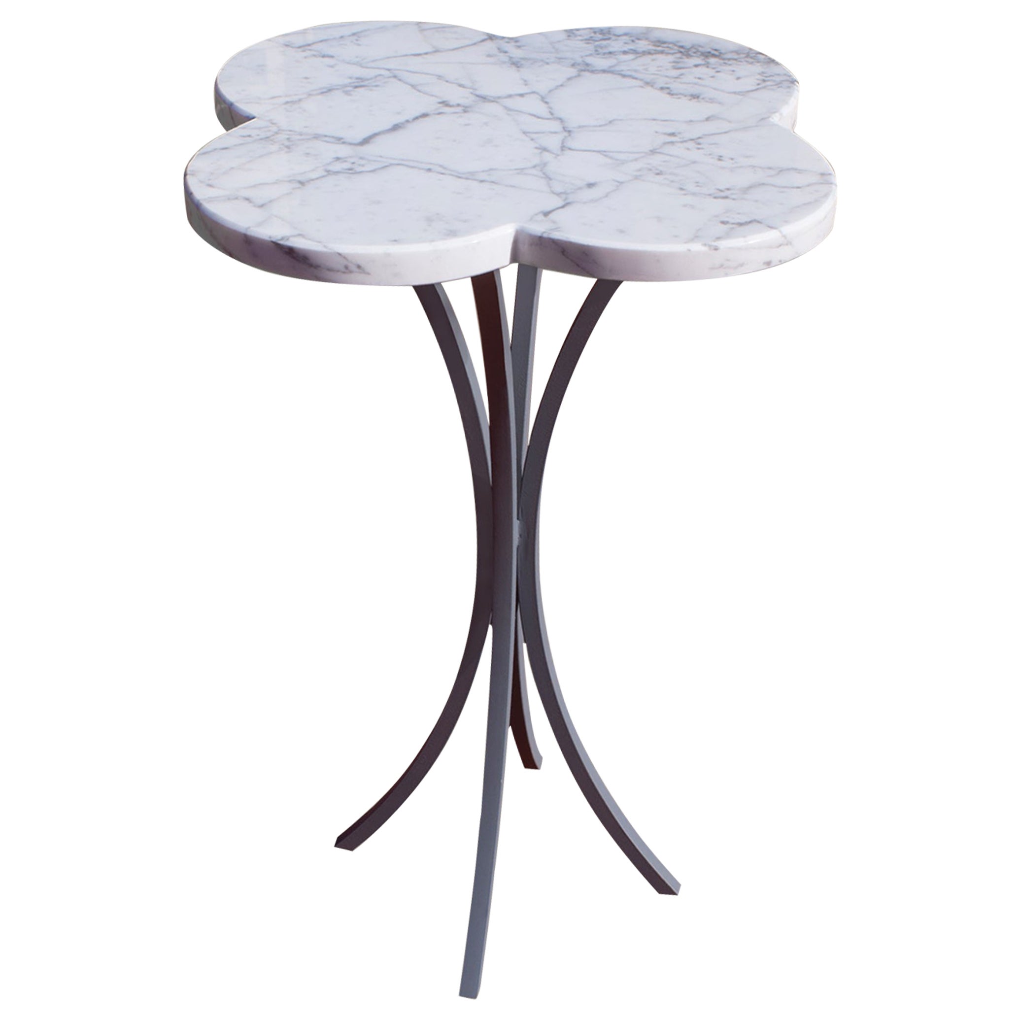 Blumen-Couchtisch aus weißem Carrara-Marmor