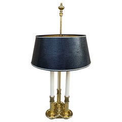 Stiffel Lampe Bouillotte en laiton avec abat-jour en faux crocodile et cuir noir