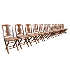 Antike Arts and Crafts-Klappstühle aus geschnitzter Eiche mit Leierrückenlehne von Phoenix Chair Co.