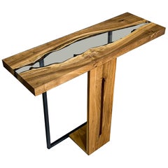 Walnut Console Table - Custom Epoxy Entrway Table - Brown Console Table