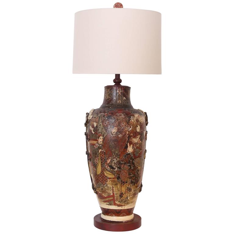 19th Century Satsuma Large Vase Lamp For Sale at 1stDibs
