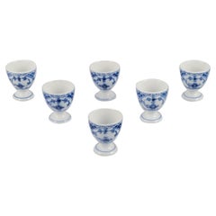Vintage Royal Copenhagen Blue Fluted Half Lace, set of six egg cups.