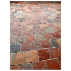 Antique French Square Terracotta Tiles – Reclaimed 18-19th Century Floor