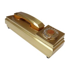 Telefono a rotazione in alluminio dorato vintage di CR Telefonia