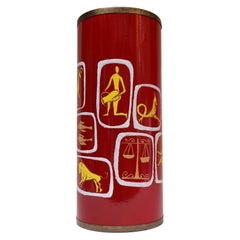 Stand parapluie rouge "Zodiac" en émail et laiton de SIVA, moderniste italien