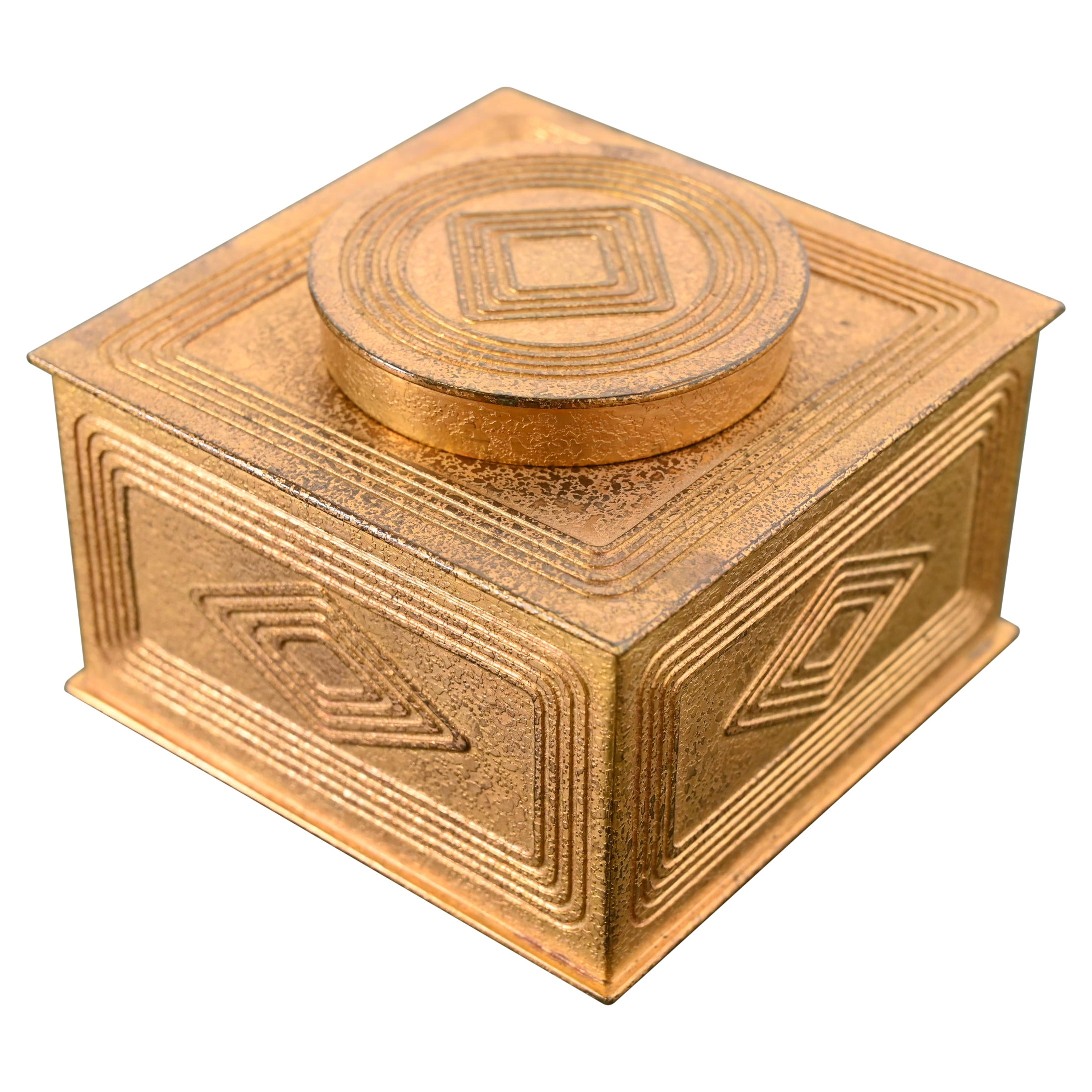 Tiffany Studios New York Graduate Pattern Bronze Doré Inkwell