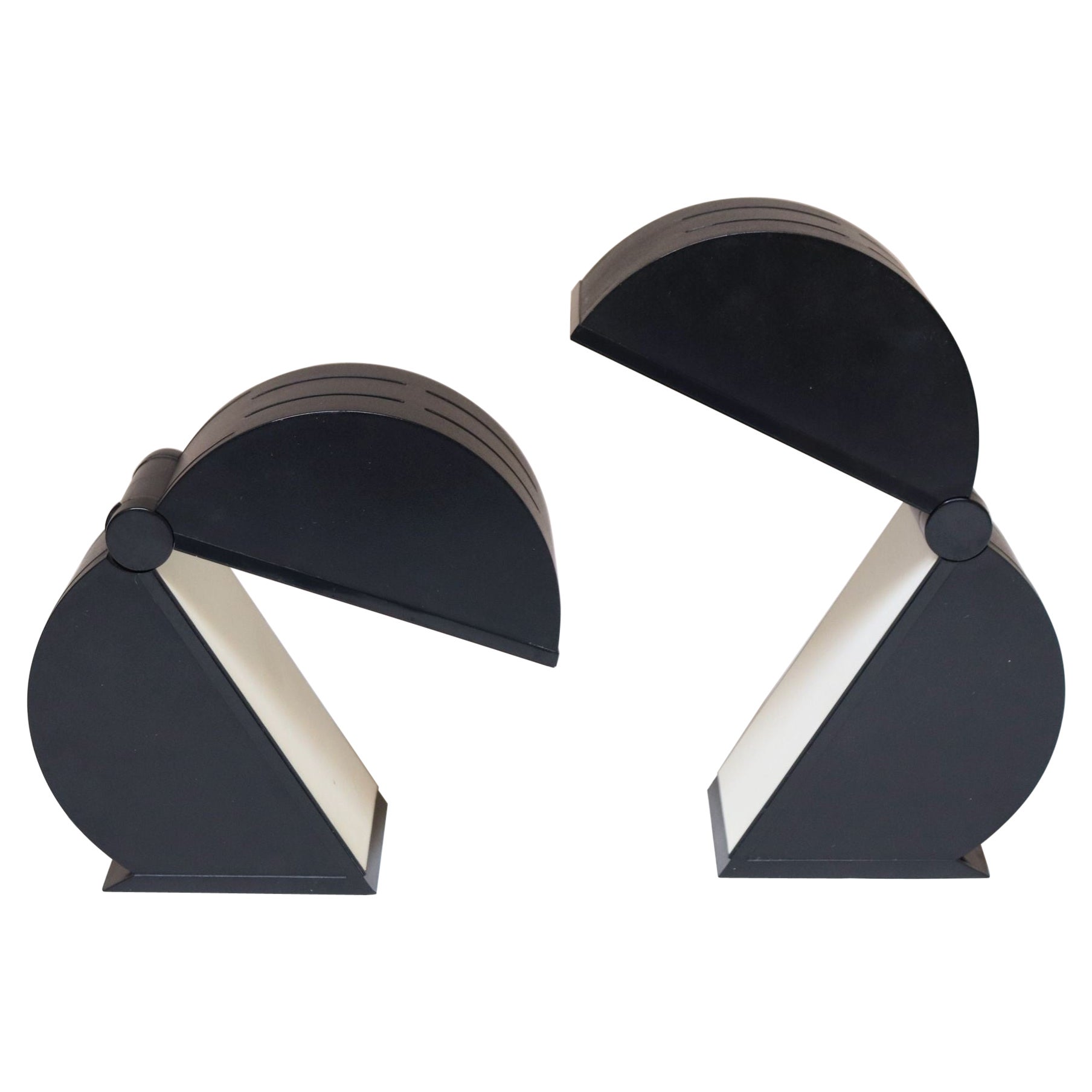 Pair of Italian Postmodern Foldable "Disco" Table Lamps by Mario Bertorelle