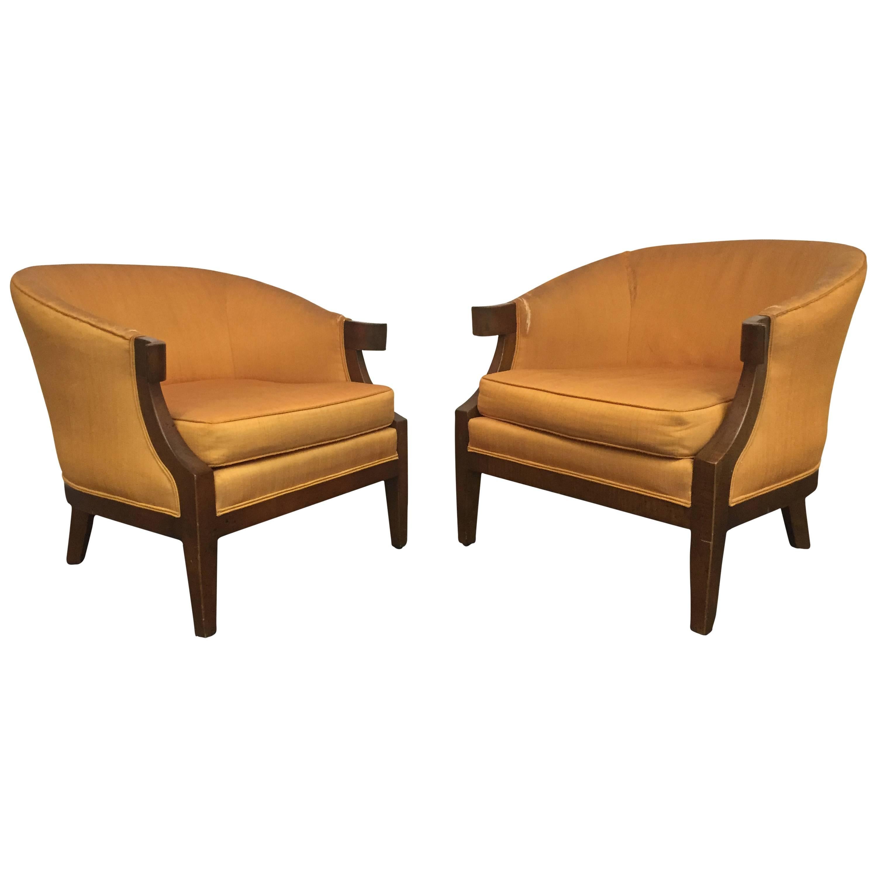 Pair of Art Deco Slipper Chairs in the Manner of Tommi Parzinger For Sale