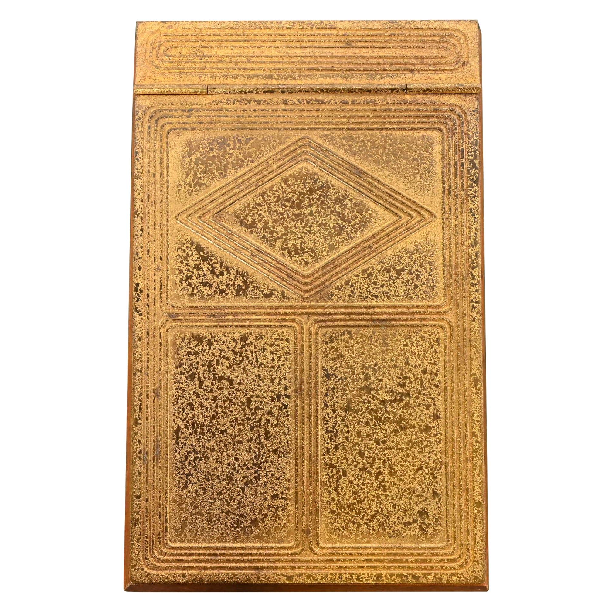 Tiffany Studios New York Graduate Pattern Bronze Doré Notizblock-Halter