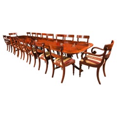 Vintage Regency Style Dining Table & 18 Chairs Flame Mahogany 20th Century