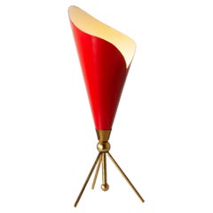 Mid-Century 1959 Vintage Angelo Lelii Rotmessing Aluminium Tischlampe