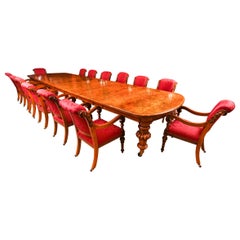 Antique 18ft Pollard Oak Extending Dining Table & 14 Oak Armchairs 19th Century
