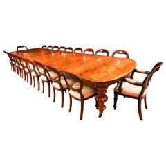 Antique Pollard Oak Victorian Extending Dining Table & 20 Chairs 19th Century