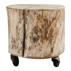quirky and sturdy treetrunk table on wheels ...