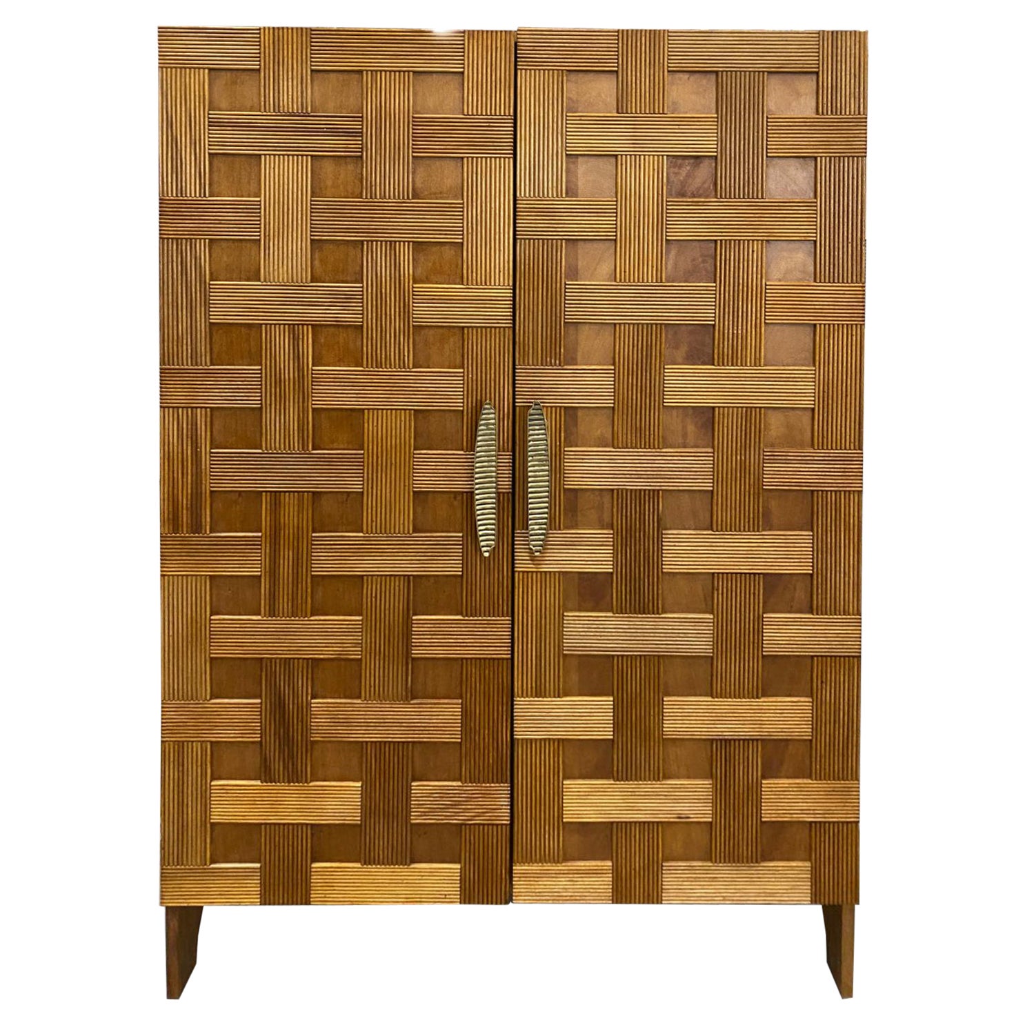 Armario Geométrico de Madera Estilo Paolo Buffa Contemporáneo Italiano de Mediados de Siglo