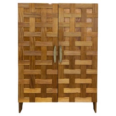Italian Contemporary Mid-Century Paolo Buffa Style Geometric Wood Cabinet