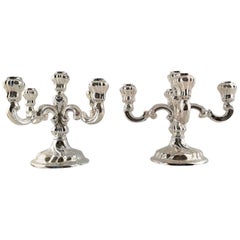 Pair of American Five-Armed Silver Candlesticks