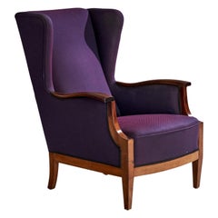 Frits Henningsen, Loungesessel, Mahagoni, Stoff, Dänemark, 1940er Jahre
