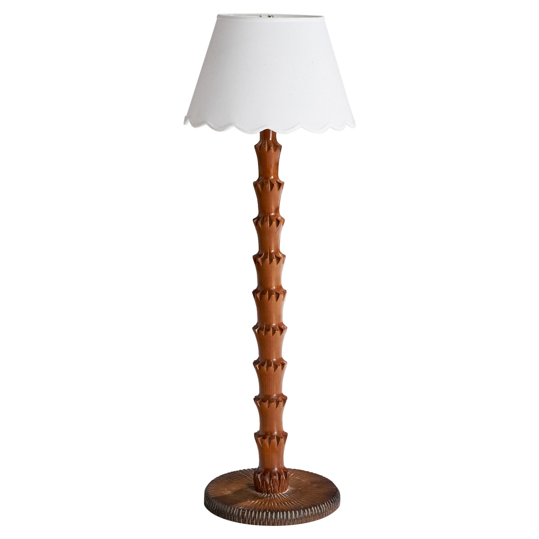 Italian Designer, Floor Lamp, Wood, Fabric, Italy, 1960s