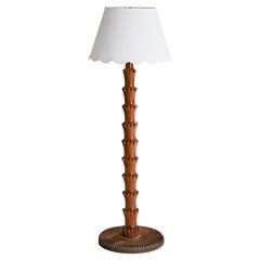 Italian Designer, Floor Lamp, Wood, Fabric, Italy, 1960s