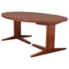 Danish Modern Rosewood Pedestal Table with Leaves