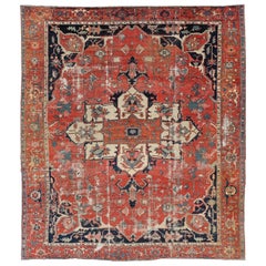 Serapi Rug Featuring Ornate Central Medallion Design and Rich Colors 10'5 x 13'1