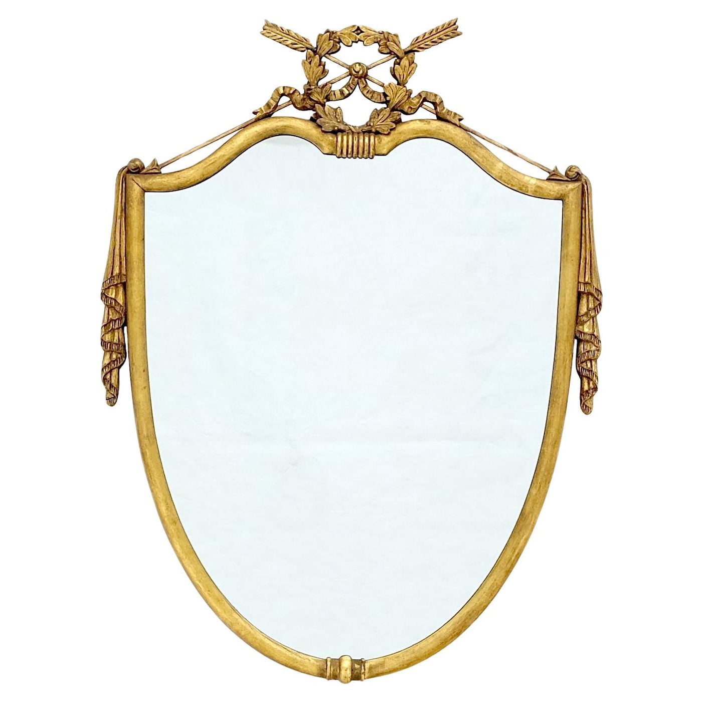 c1920s Escudo Flechas Escudo de Armas Espejo de Pared Dorado Decorado MINT
