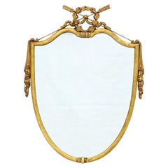 Specchio da parete dorato a forma di scudo e di Arrow Coat of Arms del 1920 circa MINT