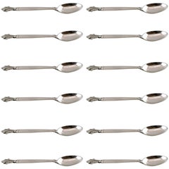 Vintage 12 Georg Jensen Acanthus Sterling Silver 12 Coffee Spoons