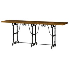 French Burl and Iron Console