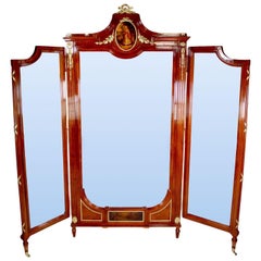 Französischer Goldbronze-Montierter Vernis-Martin-Schminkspiegel im Louis-XVI.-Stil des 19. Jahrhunderts