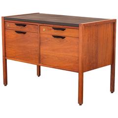 Jens Risom Walnut Cabinet with Leather Top