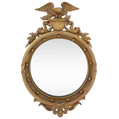 Antique American Mirror With Gilt Frame And Eagle