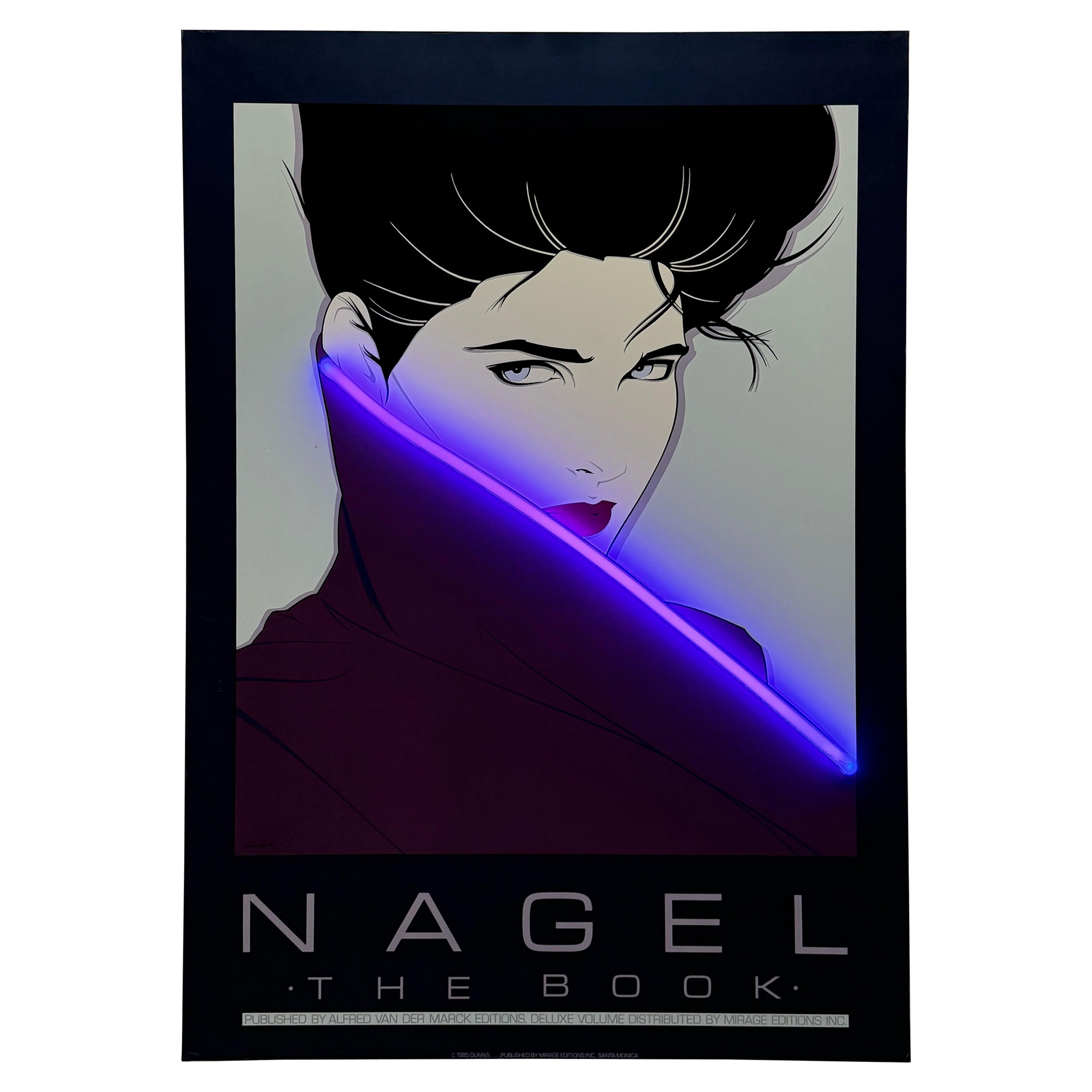 Patrick Nagel Print With Purple Neon Accent, 1980s