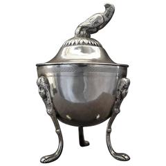 Italian Neoclassical Silver Sugar Bowl with Parrot Lid
