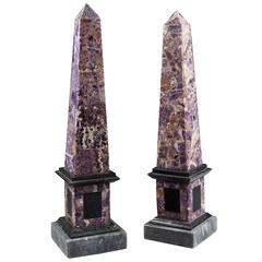 Pair of Large-Scale Amethyst Obelisks