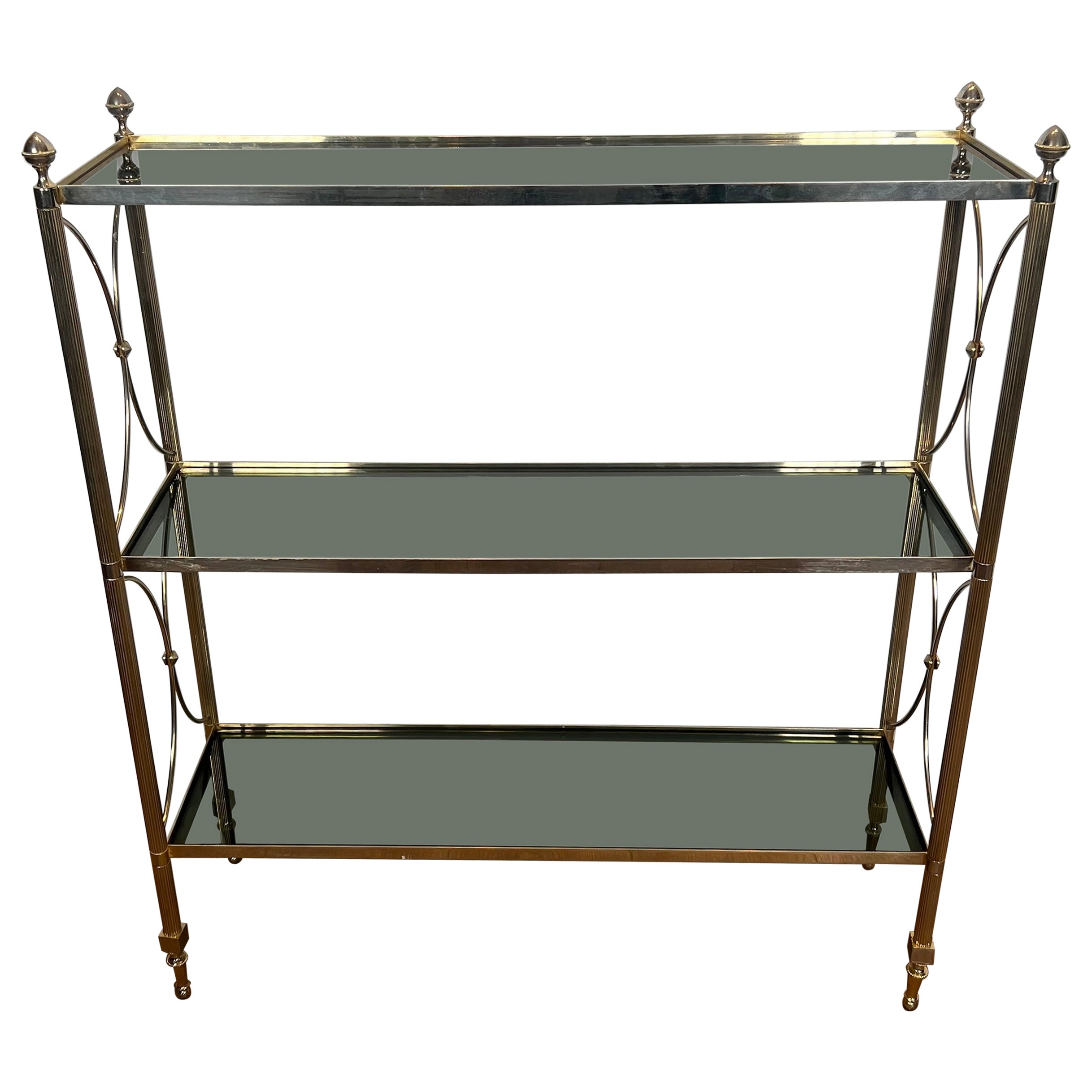 Neoclassical Style Silvered Metal Shelves Unit in the Style Of Maison Jansen