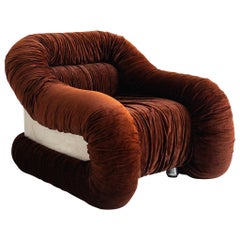 F&T Salotti Space Age Italian Velvet and Chrome Wrapped Chair
