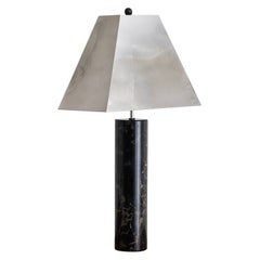 Mid Century Marble Lamp With Chrome Shade