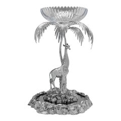 Elkington naturalistic giraffe and palm tree centrepiece made in 1884