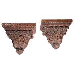 Antique Pair of Large-Scale Anglo-Indian Wall Brackets