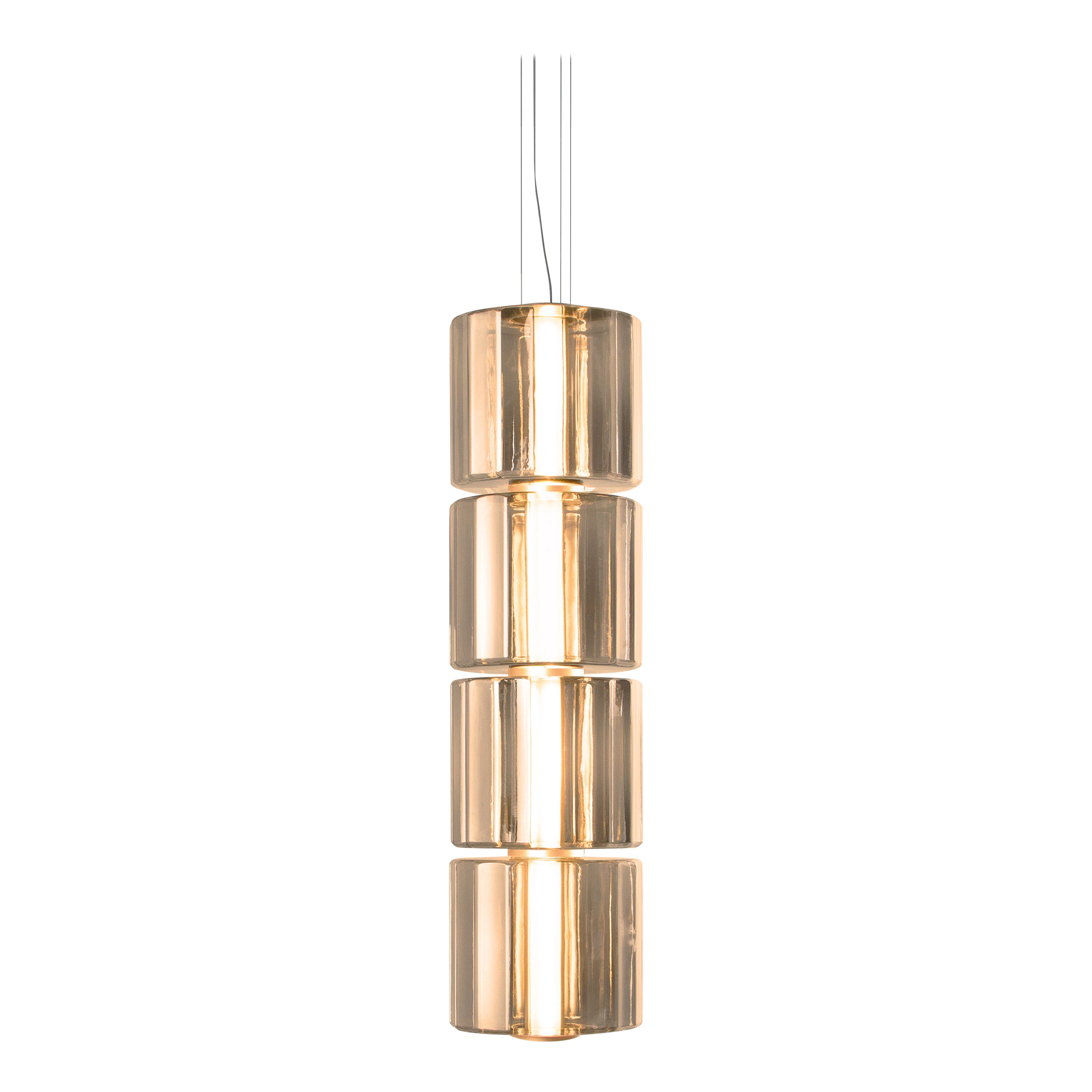 Lampada a sospensione contemporanea 'Column' 300 - 4, verticale, ambra