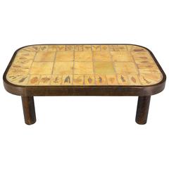 Roger Capron Table basse à plateau en céramique