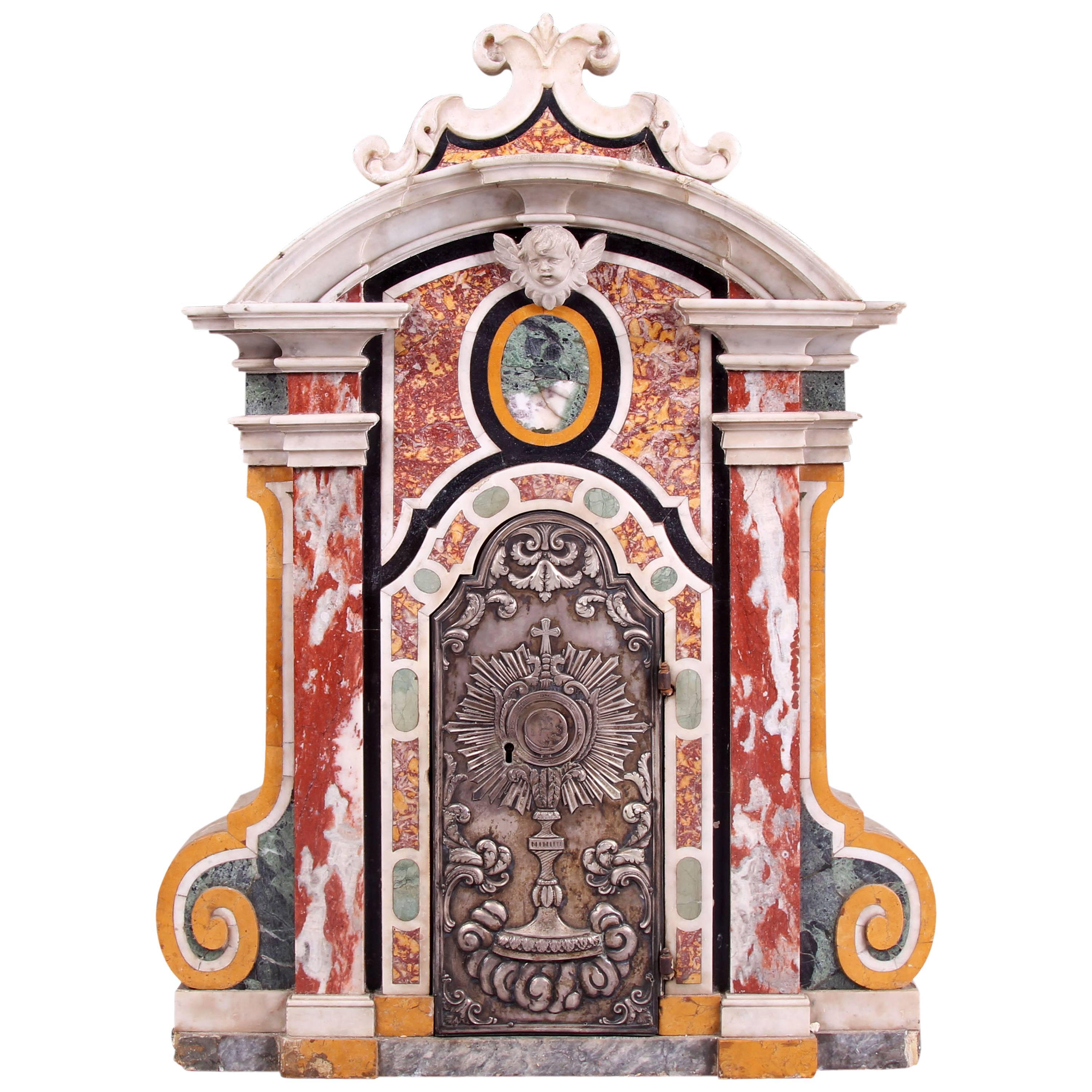 Important 16th Century Specimen Marble Pietra Dura Renaissance Tabernacle