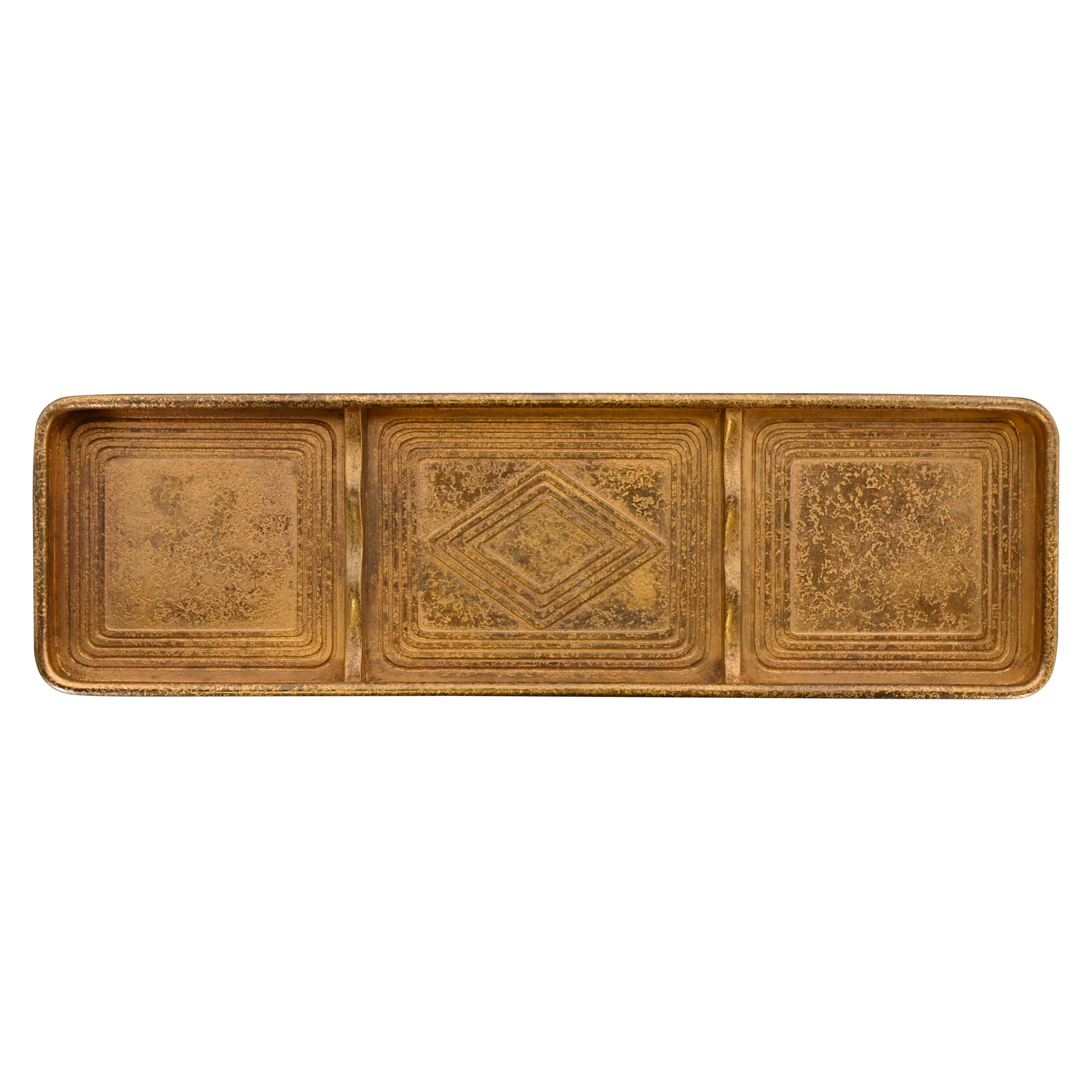 Tiffany Studios New York Graduate Pattern Bronze Doré Pen Tray