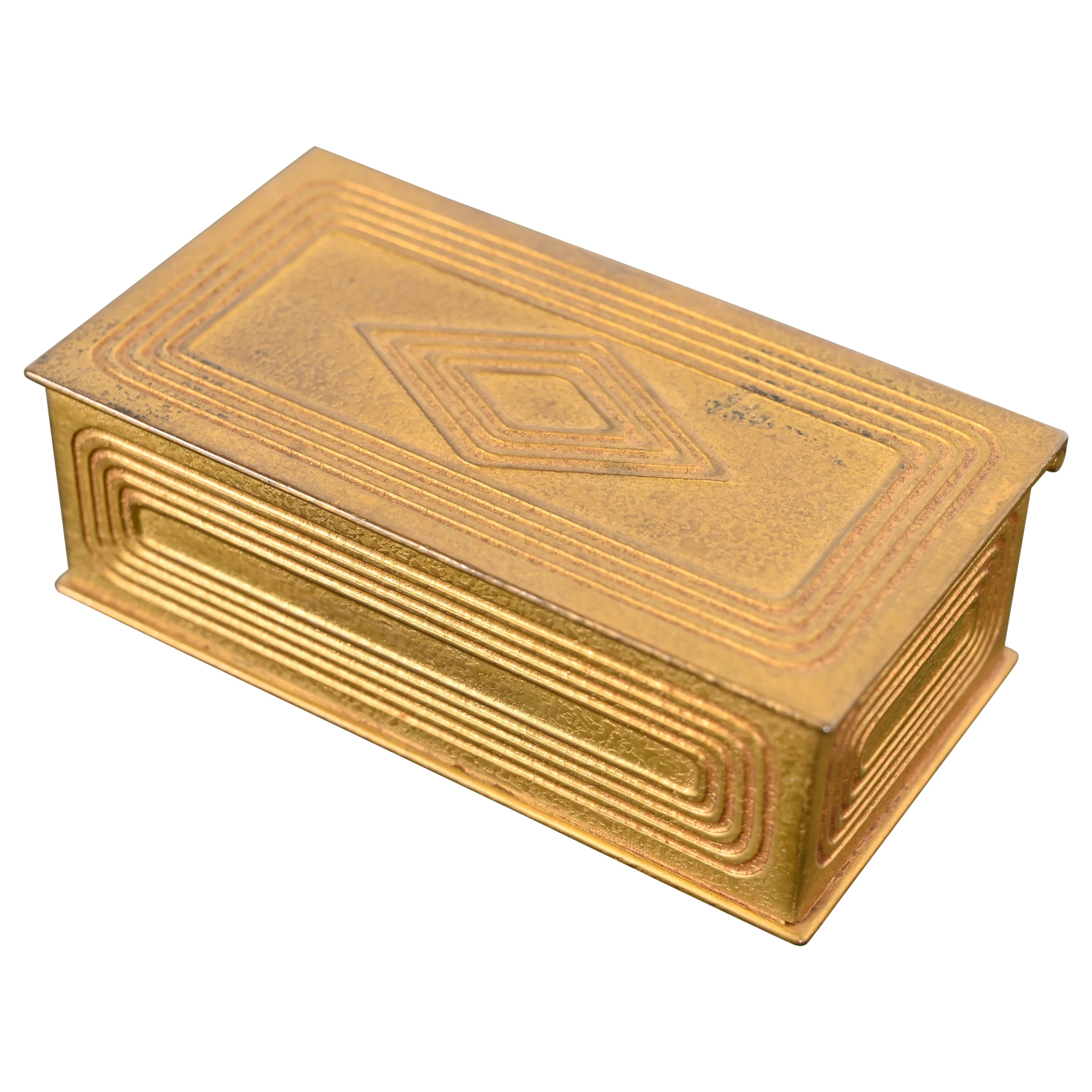 Tiffany Studios New York Graduate Pattern Bronze Doré Stempel Box